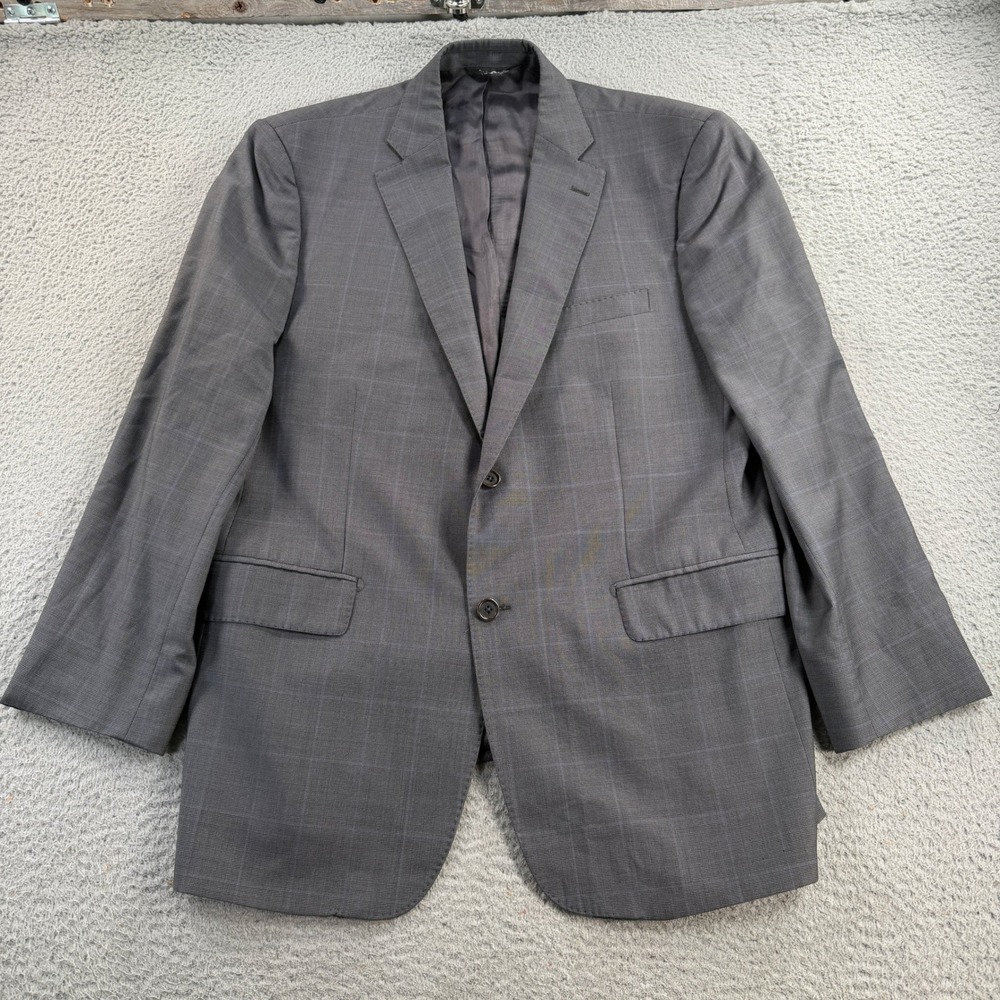 Ermenegildo Zegna Blazer Mens 42R Gray Wool Silk Windowpane Sport Coat